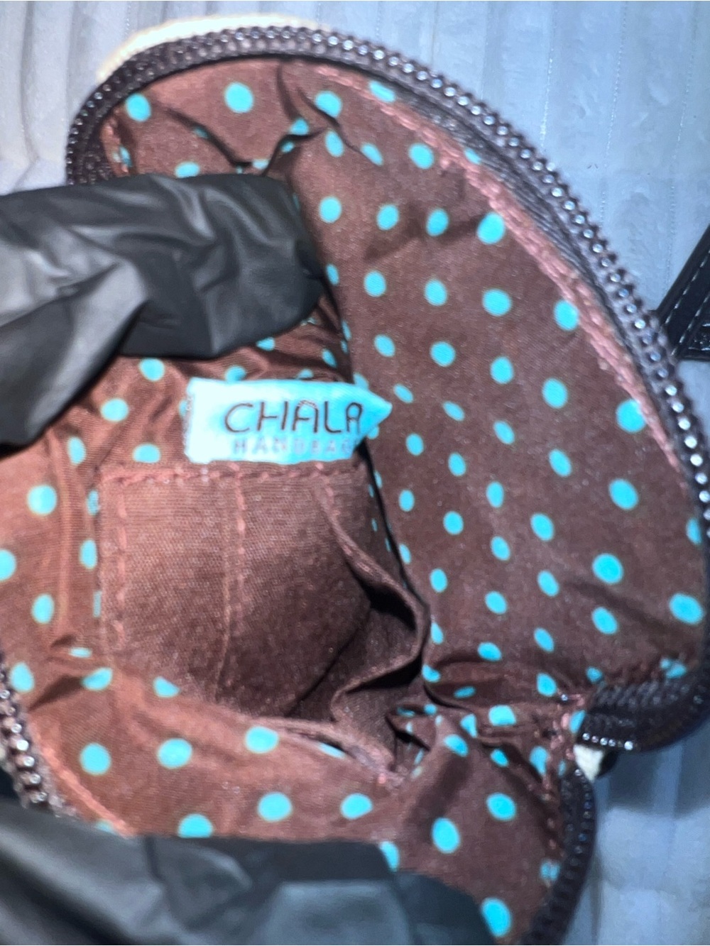 Chala Beige Crossbody with Teal and Brown Bird Applique - Picture 6 of 11